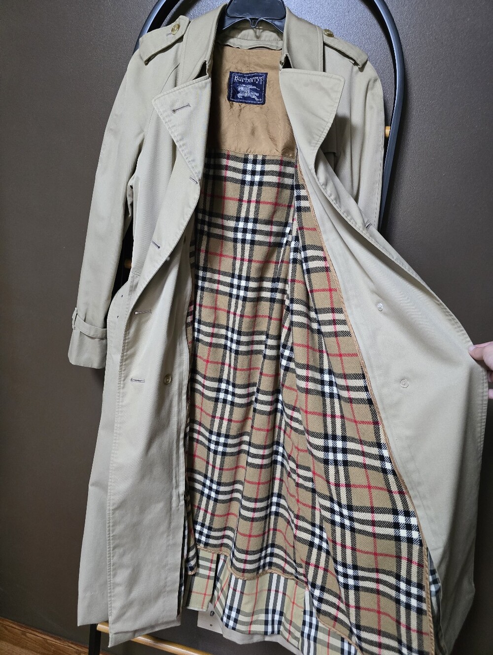 Vintage Burberry Beige Plaid Lined Trench Coat, With Removable Liner - Picture 4 of 10